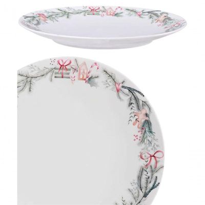 Jogo Prato Sobremesa Lanche 8 Pessoas 8pçs Noite Feliz 21cm