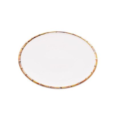Prato Raso Borda De Bambu Melamina Branco Bon Gourmet 27cm