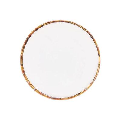 Prato Raso Borda De Bambu Melamina Branco Bon Gourmet 27cm