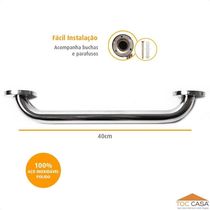 Barra De Apoio Tubular Em Inox Polido Diâmetro 1.1/4 De 40cm
