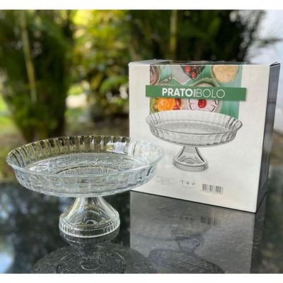 Prato Para Bolo Vidro C/ Pe 30cm