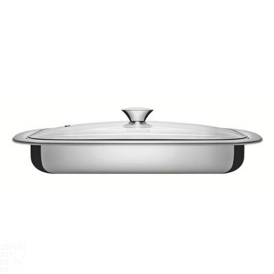 Assadeira Tramontina Cosmos Retangular Em Aço Inox Com Tampa De Vidro 34 Cm 2,2 L Tramontina