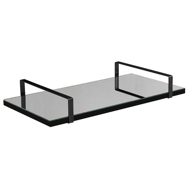 Bandeja Espelhada 25x50cm Borda Infinita Alça Preta