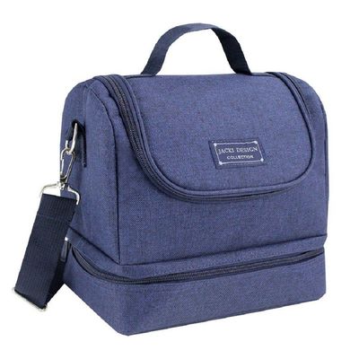 Kit Fitness Bolsa Térmica C- 2 Compartimentos E Marmita 2 Andares Com Garrafa E Porta Talher Azul