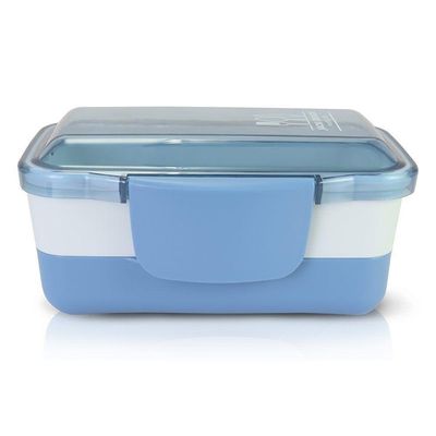 Conjunto De Bolsa Térmica Com Pote De Marmita, Porta Escova E Pasta De Dente E Garrafa 500ml Azul
