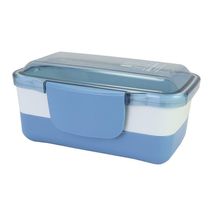Conjunto De Bolsa Térmica Com Pote De Marmita, Porta Escova E Pasta De Dente E Garrafa 500ml Azul