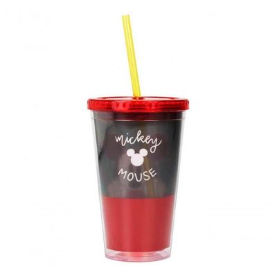 Copo Canudo Infantil Mickey Rosto 450ml Disney