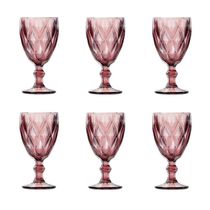 Conjunto De Taças De Vidro Para água 6 Peças 325 Ml Diamonds Rosa Lyor
