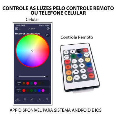 Fita Led Smart Aplicativo App Celular 20 Metros Cores Rgb Ajustavel Fio De Fada Pisca Pisca