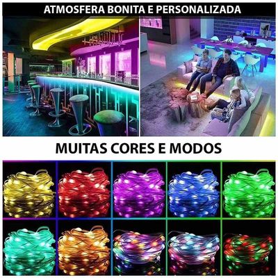 Fita Led Smart Aplicativo App Celular 20 Metros Cores Rgb Ajustavel Fio De Fada Pisca Pisca