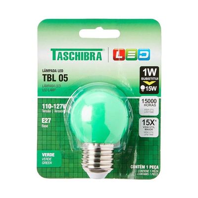 Lâmpada Led Bolinha 1w - Taschibra Verde