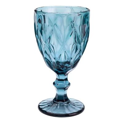 Jogo 2 Taças De Vidro Diamond Diamante Azul 300ml água Class Home