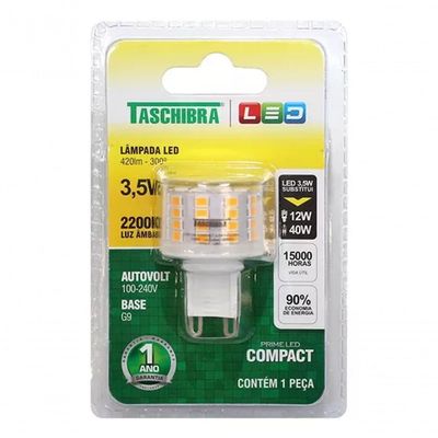 Lampada Led Taschibra G9 Compact 3,5w Autovolt 2200k Branco - Bivolt