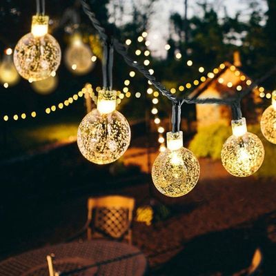 Solar Pisca-pisca 50 Bolas Led Solar Natal Luz Branco Quente