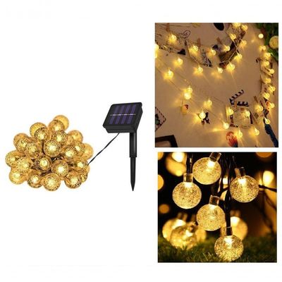 Solar Pisca-pisca 50 Bolas Led Solar Natal Luz Branco Quente