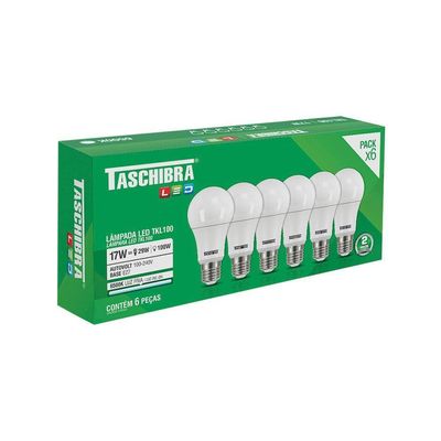 Kit 6 Lâmpadas Led Taschibra Tkl 100 17w E27 Bivolt 6500k Luz Branca 11080644
