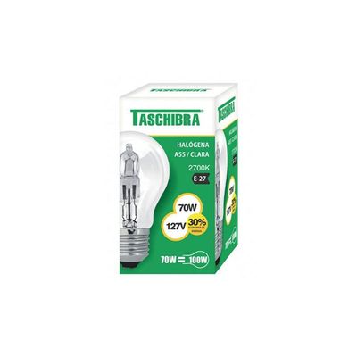 Lâmpada Halógena Taschibra A55 70w E27 2700k Luz Amarela 220v