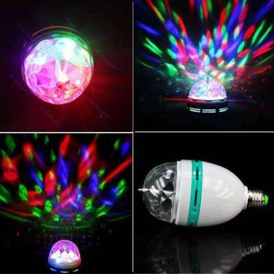 Lampada Led Giratoria Rgb Colorido Bola Maluca Bivolt Com Bocal Bivolt