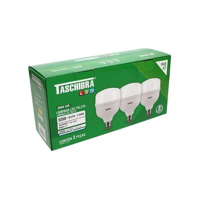 Kit 3 Lâmpadas Led Taschibra Tkl 270 High Led 50w E27 Bivolt 6500k Luz Branca 11080649