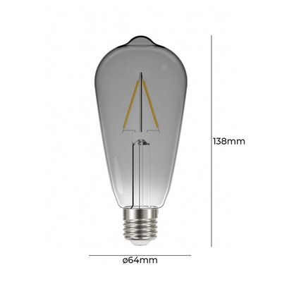 Lâmpada Led Taschibra Filamento Vintage St64 Fumê 3w E27 Bivolt