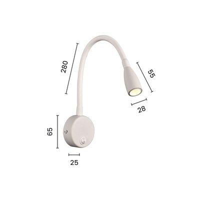 Arandela Astraled Megrez Led Com Interruptor Bivolt Branco Ad-4056