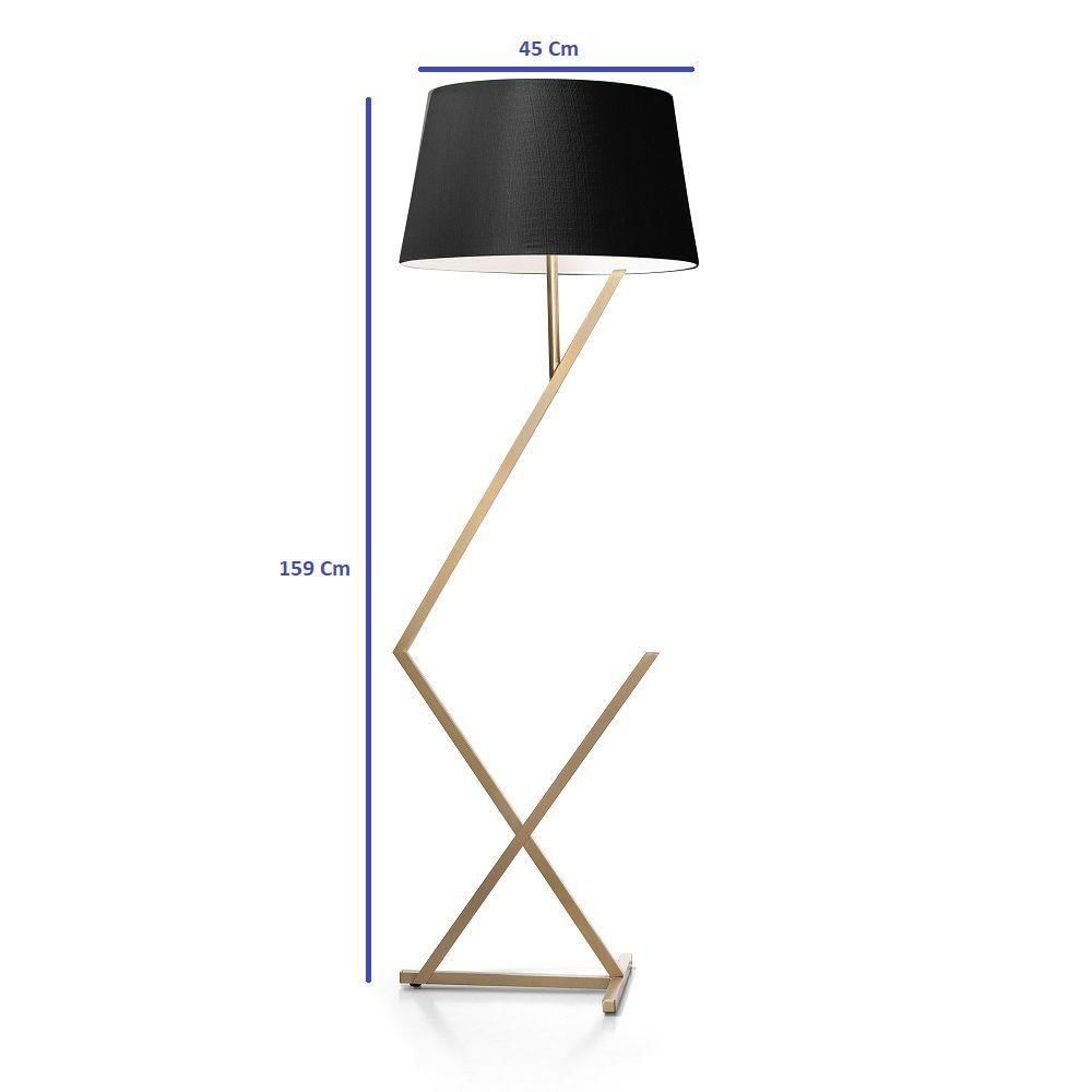 Luminária De Chão Roma Cúpula Cone E Pés De Ferro Luxo
