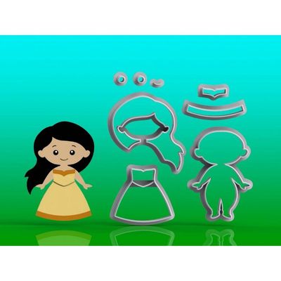 Cortador Kit Princesa Pocahontas Modular Tamanho 6Cm