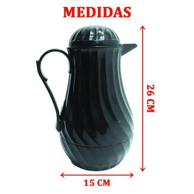 Garrafa Térmica Nova Preta Plástico Vintage Café Bulé Chá 1l