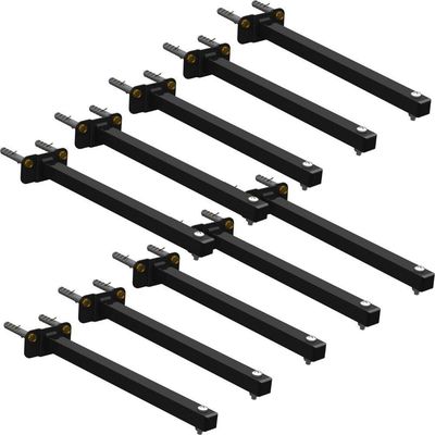 10 Suportes Refletor Base Reta Braço 100 Cm 10 Cjts - Preto