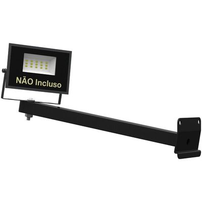 Suporte Refletor Inclinado Parede Braço 30 Cm Preto