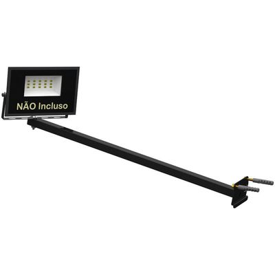 Suporte Refletor Inclinado Parede Braço 60 Cm Preto