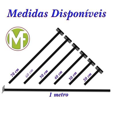 Suporte Refletor Inclinado Parede Braço 60 Cm Preto