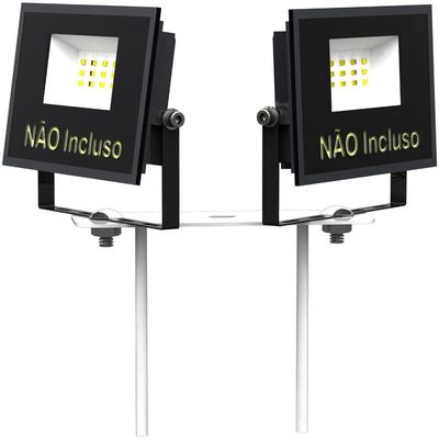 Suporte Refletor 2 Espetos Estacas Chão Jardim - Branco