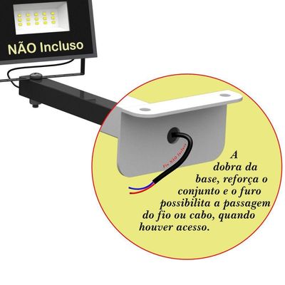 03 Suportes Refletor Fachada Banner Braço 50cm 03 Cj - Branco