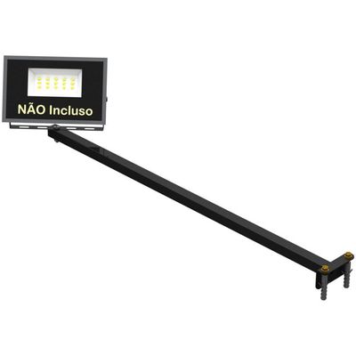 Suporte Refletor Fachada Banner Braço 70 Cm Preto