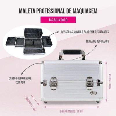 Maleta Profissional De Maquiagem Jacki Design - Prata