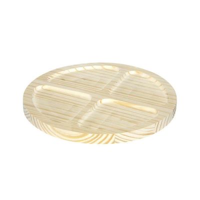 Petisqueira Redonda De Madeira Pinus Com 4 Divisões - Stolf 24cm