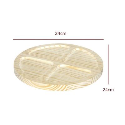 Petisqueira Redonda De Madeira Pinus Com 4 Divisões - Stolf 24cm