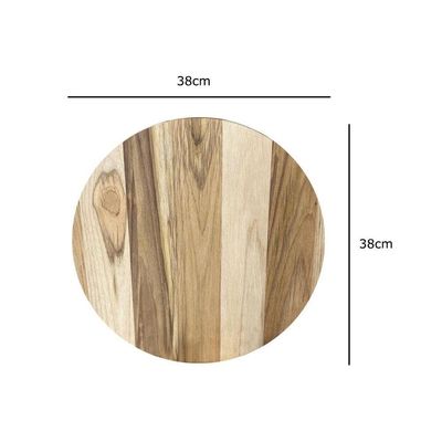 Painel De Madeira Teca Redondo Multi Natural 38cm