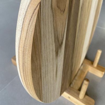 Painel De Madeira Teca Redondo Multi Natural 38cm