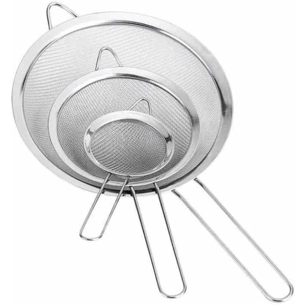 Peneira Coador Fruta Suco Kit 3 Peças Preparaçao Cozinha Casa Bar Utensilio Cocçao