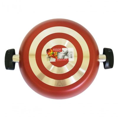 Panela Wok Antiaderente Com Tampa Grande 30cm Cereja Extang