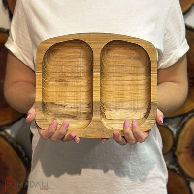 Petisqueira De Madeira Teca Com Duas Divisões - Stolf