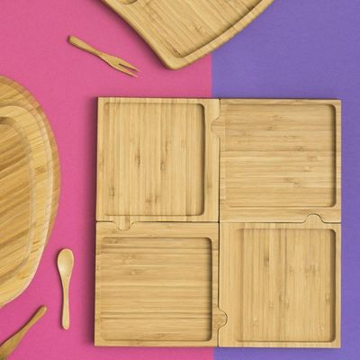 Petisqueira De Bambu Oikos Desmontável 4 Peças Quadrada
