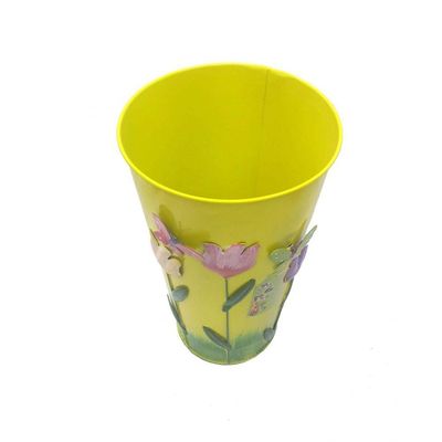 Vaso Enfeite Jardim Quintal Borboleta Flor De Ferro Amarelo