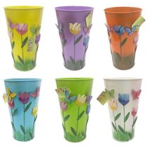 Vaso Enfeite Jardim Quintal Borboleta Flor De Ferro Lilas