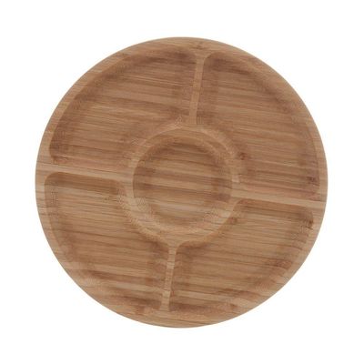 Petisqueira De Bambu Com 5 Divisórias 30cm Redonda