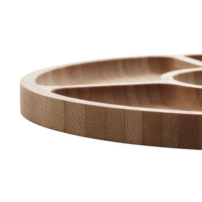 Petisqueira De Bambu Com 5 Divisórias 30cm Redonda