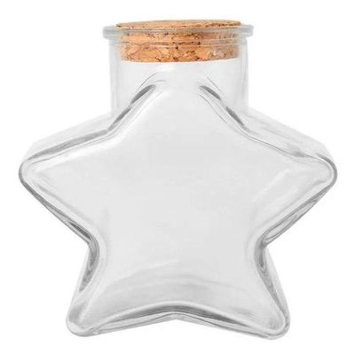 Kit 8 Potes De Vidro Estrela Com Tampa 150ml