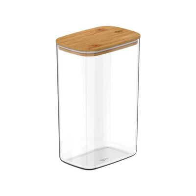 Conjunto De Potes Herméticos Retangular Keep 6 Peças Transparente Com Tampa De Bambu Ou